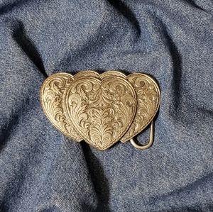 Silver triple heart belt buckel